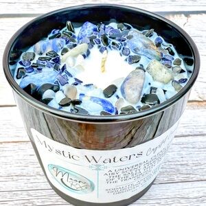 Mystic Waters Crystal Candle for Peace & Harmony, Vibrational Aromatherapy